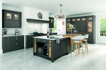 lava grey painted contemporary shaker kitchen full view