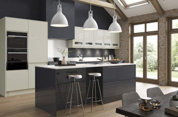 J-pull handleless gloss kitchen graphite and porcelain picture 2